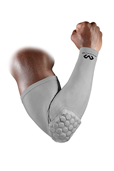 McDavid HEX Compression Shooter Arm Sleeve w/ Protective Elbow Pad for Basketball, Football, All Contact Sports, Single