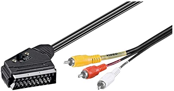 Goobay 50365 Adapter Cable, Scart to Composite Audio/Video, In/Out, Black, 3 m Cable Length