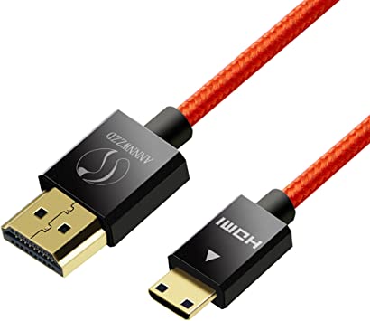 LinkinPerk Mini HDMI plug (Type C) to HDMI plug (Type A) cable | gold plated (High Speed) Mini HDMI cable 1.4a Real 3D and Ethernet capable HD Ready / 3D | 1080p | 2160p (1m, red)
