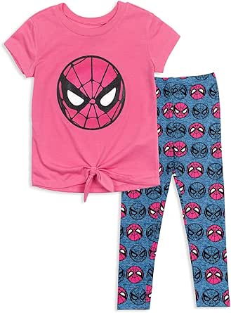 Marvel Girls T-Shirt and Leggings Outfit Set Toddler to Big Kid Sizes (2T - 14-16)