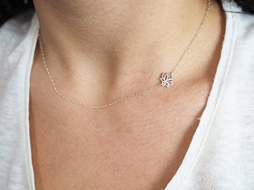 Sterling Silver Lotus Necklace, Sideways Lotus Necklace