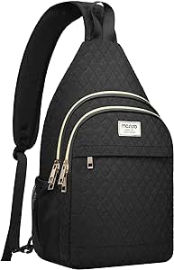 MOSISO Sling Backpack, Rhombus Quilted Crossbody Bag with Front Pockets Casual Chest Shoulder Travel Hiking Daypack Bag