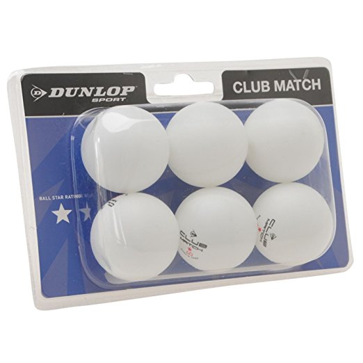 Dunlop Club Match Table Tennis Balls 6 Pack One Star Ping Pong Sports