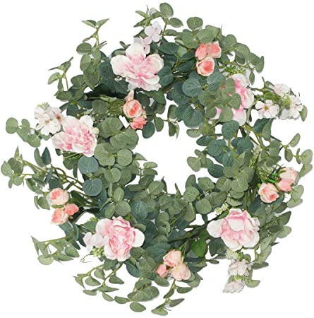 Deliacft Spring Front Door Wreath 18 Inches - Brightens Front Door Decor with Vibrant Beautiful Colors, All Weather Outdoor Wreath That Lasts for Years (Wreath)