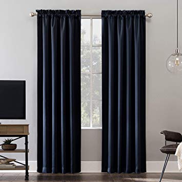 Sun Zero Oslo Theater Grade Extreme 100% Blackout Rod Pocket Curtain Panel, 52" x 84", Navy