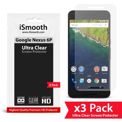 Google Nexus 6P Screen Protector Ultra Clear HD Made with Ultra Clear PET Plastic That Gives Optimal Screen Protection and Superb High Quality Viewing Experience 3-pack