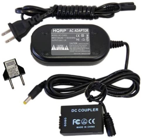 HQRP Kit AC Power Adapter and DC Coupler Compatible with Panasonic Lumix DMC-FZ40 DMC-FZ45 DMC-FZ48 DMC-FZ47 DMC-FZ70 DC-FZ80 DC-FZ80K DC-FZ82 DMC-FZ100 DMC-FZ150 Digital Camera DMW-BMB9PP