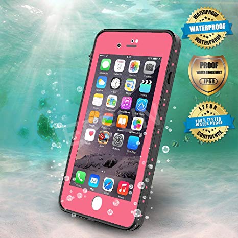 Effun iPhone 8/iPhone 7 Waterproof Case, Dottie Style IP68 Certified Underwater Cover Waterproof Shockproof Dustproof Dirtproof Snowproof Full Sealed Case Aqua Blue/Black/Pink/White