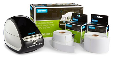 DYMO LabelWriter 450 Turbo Label Maker with Bonus LW White Address Labels, 1-1/8-In. x 3-3-1/2-In., Roll of 350