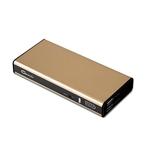 Gomeir Power Bank 13000mAh Portable External Battery Pack 2 USB Port Portable Charger for Apple iPhone iPad Air Mini Samsung Galaxy Note Galaxy S6 Edge GoPro Android and Smartphones Tablets(Gold)