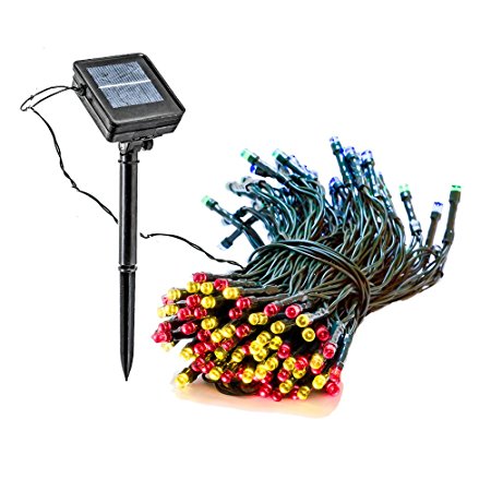 55' Foot Solar Powered Outdoor Christmas String Lights w/150 Multi-Colored LEDs