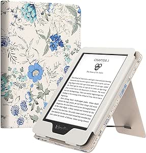 MoKo Case for Kindle Paperwhite 11th Generation 2021 Release, Slim PU Shell Cover with Auto-Wake/Sleep, Blue Flowers on White