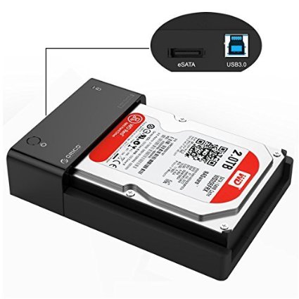 ORICO Tool-Free USB 3.0 & eSATA to 2.5" & 3.5 " SATA External Hard Disk Drive Lay-Flat Docking Station [Support 8TB]- Black
