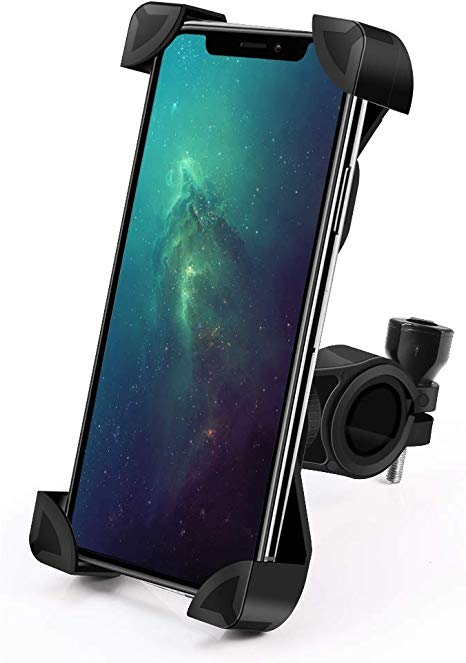 IMTISOP Bike Motorcycle Phone Mount Cell Phone Holder for Bicycle and Motorbike, Universal Adjustable Compatible with iPhone Xs Max XR X 8 7 6 Plus, 4-7 inches Cell Phones(Black)