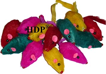 HDP Rainbow Furry Rattling Mice cat Toy
