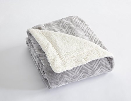 Premium Reversible Berber and Sculpted Velvet Plush Luxury Blanket. High-End, Soft, Warm and Silky Bed Blanket. By Home Fashion Designs. (King, Pewter)