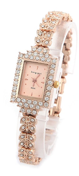 COCOTINA Brand New Lady Women Quartz Rhinestone Crystal Wrist Watch Square gold surface