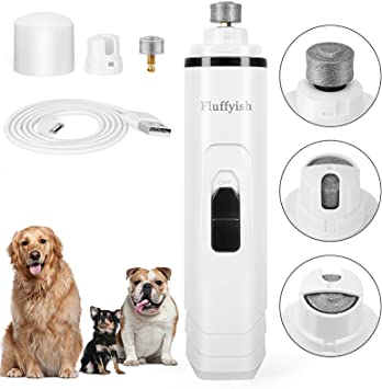 UNIQUE BRIGHT Dog Nail Grinder with 2-Speed Electric Rechargeable Pet Paws Nail Trimmer Painless for Dog & Cats Low Noise with Long Battery Life