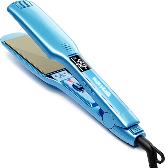 Hair Straightener, 1.75 Inch Wide Titanium Flat Iron for Hair, Professional Hair Straightener with Adjustable Temp(170 ℉-450℉ ), Fast Heat Up Dual Voltage Flat Iron(Blue)