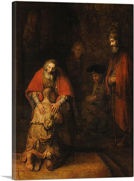 ARTCANVAS The Return of The Prodigal Son 1669 Canvas Art Print by Rembrandt Van Rijn - 26" x 18" (0.75" Deep)