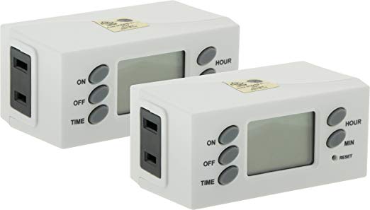 GE 15445 24-Hour Indoor Programmable Polarized Plug-In Digital Timer, White, 2-Pack