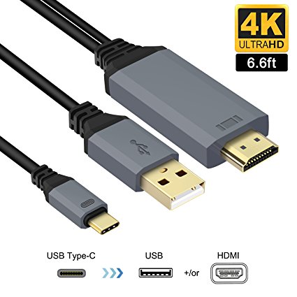 Type C to hdmi cable, LC-dolida USB 3.1 USB-C to HDMI Cable with Smart Power Charger for MacBook 2015/2016/2017, Samsung Galaxy S8, LG G5/G6, ChromeBook Pixel, Dell XPS 13/15, Huawei Matebook, Lenovo Yoga 910 and more