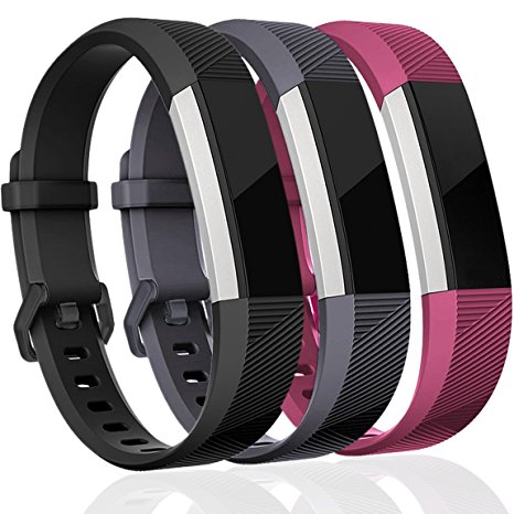 Maledan Replacement Accessories Bands (3 Pack) for Fitbit Alta and Alta HR with Stainless Steel Buckle