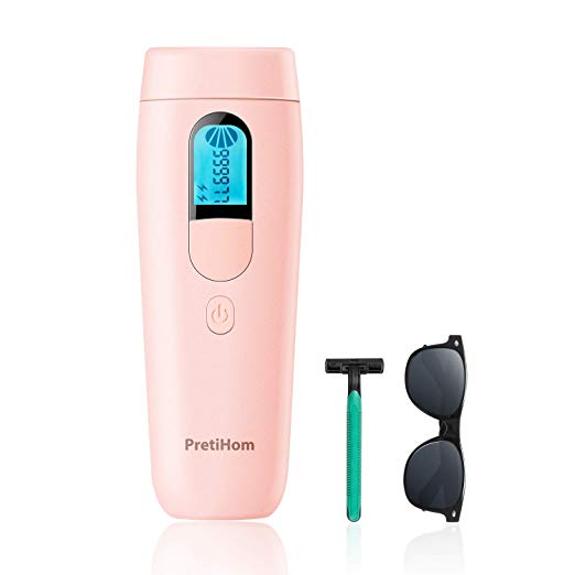 PretiHom IPL Hair Removal, Permanent Hair Removal For Women And Man IPL 900,000 Professional Painless Facial Body Hair Removal Device Anti-Allergy Home Use (Pink)