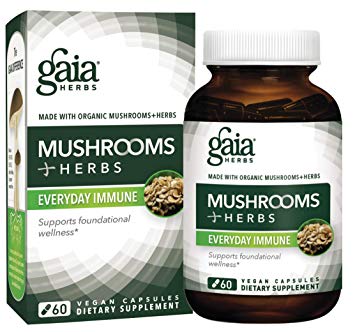 Gaia Herbs Mushrooms   Herbs Everyday Immune, Vegan Liquid Capsules, 60 Count - Whole Body Immune and Daily Wellness Formula, Organic Reishi, Cordyceps, Turmeric (Curcumins), Astragalus