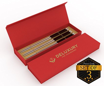 Deluxury Stainless Steel Chopstick Set (3 pairs) - Premium Design Gift Set for Special Occasions, Reusable, Dishwasher Safe