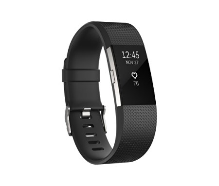 Fitbit Charge 2 Wireless Activity Tracker and Sleep Wristband (Large, Black/Silver)