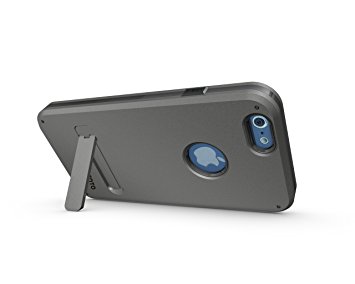 iPhone 6 4.7 Case - JOTO iPhone 6 Hybrid Tri Layer Armor Cover Case with Kickstand (Flexible TPU   double Hard PC), Exclusive for Apple iPhone 6 4.7 inch (2014) (Grey, Black)