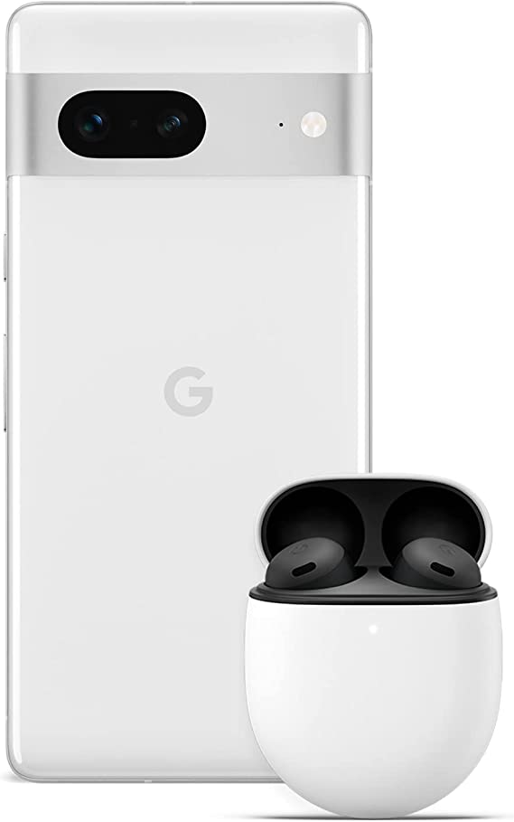 Google Pixel 7 – Unlocked Android 5G Smartphone with wide-angle lens and 24-hour battery – 128GB – Snow   Pixel Buds Pro Wireless Earbuds, Bluetooth Headphones – Charcoal