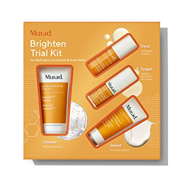 Murad Brighten Trial Kit – Brightening Skin Care Kit - Daily Protection Creams Set with Trial Size Essential-C Cleanser, Essential-C Day Moisture, Vitamin C Serum & Rapid Dark Spot Correcting Cream ($94 Value)