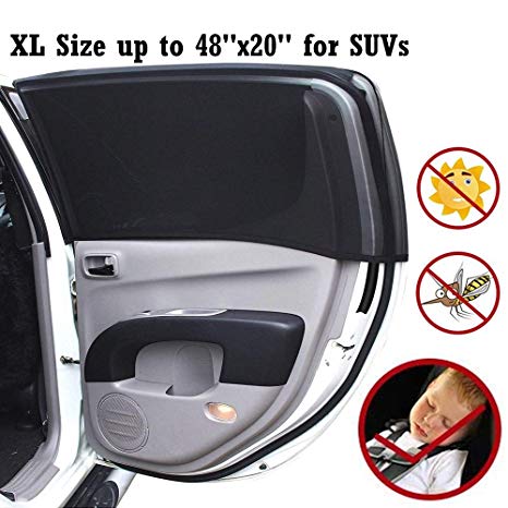 XL/Universal Fit Car Window Shade Protection Baby,Back Seat Sun Shade Cover Full Windows(2 Pack) Fits All (99%) Cars