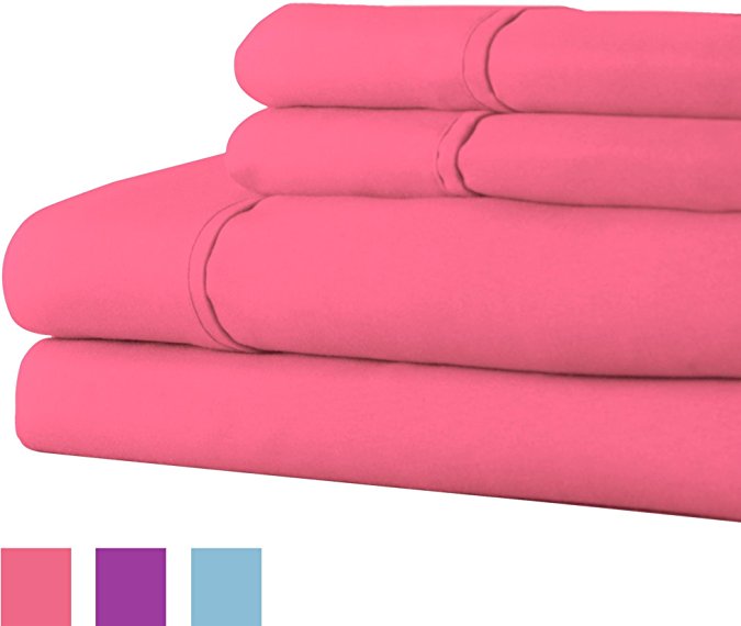 Lavish Home Series 1200 4 Piece Full Sheet Set - Pink