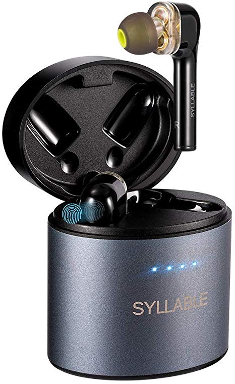 Syllable Wireless Earbuds, Qualcomm Dual Dynamic Drivers Bluetooth 5.0 Earbuds 3D Bass Hi-Fi Stereo Bluetooth Headphones Built-in Mic Noise Canceling Headset for Travel, CVC8.0 Apt-X