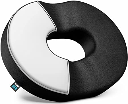 Deluxe Donut Pillow for Hemorrhoids and Tailbone Pain - Features Machine Washable Water Resistant Cover and Discreet Carry Bag, Chair Seat Cushion for Men and Women