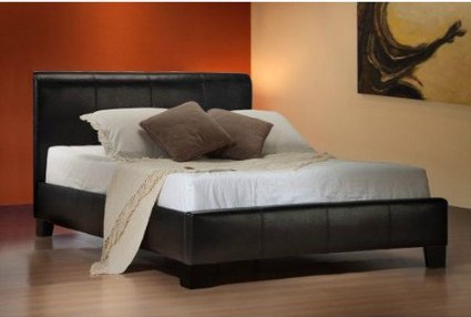 NEW 4ft 6 BLACK MODERN FAUX DOUBLE LEATHER BED FRAME