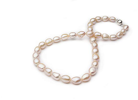 HinsonGayle AAA Handpicked 10-11mm Baroque Freshwater Cultured Pearl Necklace (Silver 18 inch)