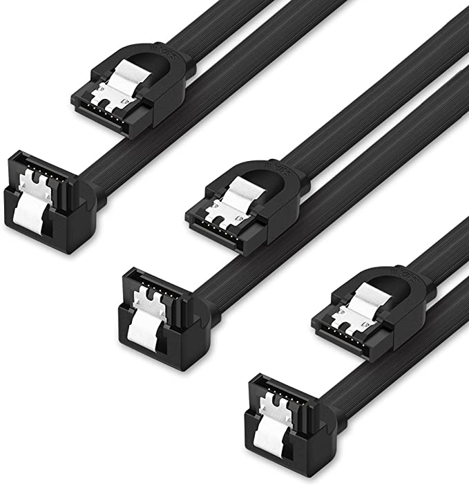 UGREEN SATA Kabel HDD SSD Datenkabel Übertragungsraten bis zu 6 GBit/s SATA 3 Kabel gerade zu 90 Grad Sata Stecker 45cm 3Stücks Schwarz