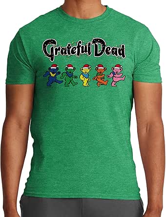 Ripple Junction Grateful Dead Men's Short Sleeve T-Shirt Christmas Steal Your Face Holiday Dancing Bears Officially Licensed