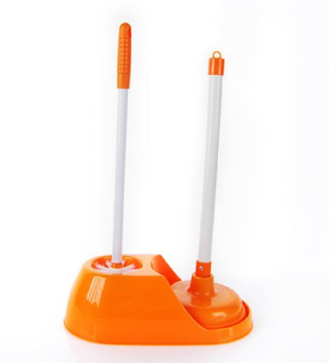 Esy-Life Plunger and Bowl Brush Caddy Set (Orange)