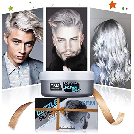 Hair Dyes, Y.F.M Hair Cream Silver Gray Hair Wax, Temporary Hairstyle Cream, Natural Silver Ash Matte Hairstyle Wax for Men and Women 120ml