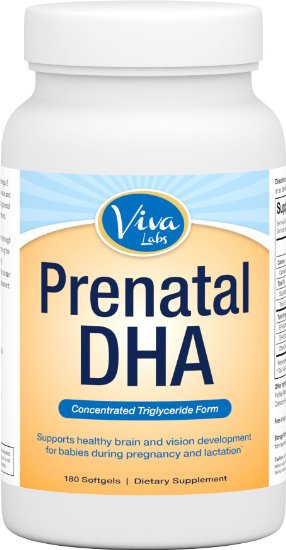 Viva Labs - The BEST Prenatal DHA for Pregnancy 500 mg 180 Softgels