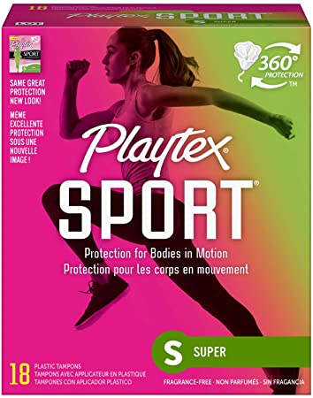 Playtex Sport Tampons with Flex-Fit Technology, Super, Unscented - 18 Count