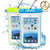 Waterproof Case2 Pack Ace Teah Clear Universal Waterproof Case Dry Bag Pouch Transparent Snowproof Dirtproof for iPhone 6 6 Plus 5S 5C 4S Samsung Galaxy S6 edge S5 S4 Note 4 3 2 - Blue Green