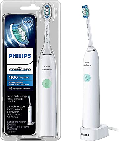 Philips Sonicare DailyClean 1100 Mint, HX3411/05, Electric Rechargeable Toothbrush with Advanced Sonic Technology, Smartimer, Click-on Brush Head System & Charger