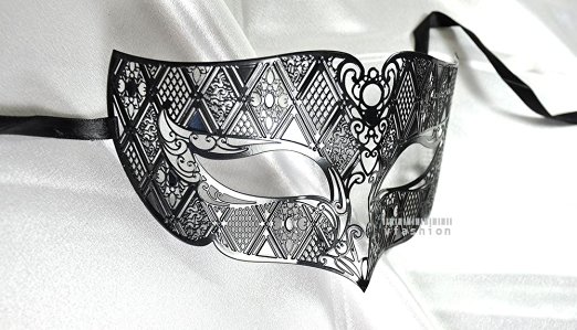 Men Plated Laser Cut Venetian Masquerade Mask - Filigree Metal Design - Event Party Ball Mardi Gars