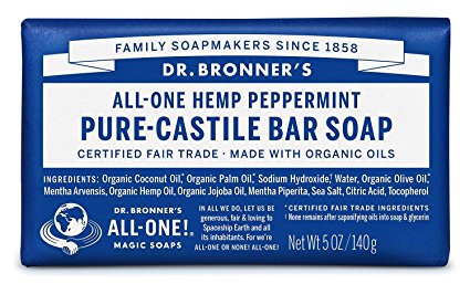 Dr. Bronner's Magic Soaps Pure-Castile Soap, All-One Hemp Peppermint, 5-Ounce Bars (Pack of 6)